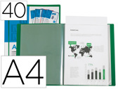 Capa catalogo liderpapel 40 bolsas din a4 verde translucido