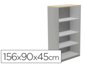Armario rocada com quatro prateleiras serie store 156x90x45 cm acabamento ab01 aluminio/faia