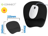 Tapete para rato q-connect com apoio de pulsos ergonomica de gel cor preto