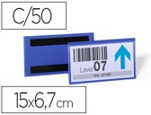 Bolsa durable magnetica 150x67 mm plastico azul janela transparente pack de 50 unidades