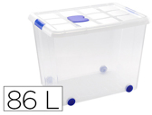 Caixa de armazenagem plasticforte 86 litros nº 8 transparente com tampa 470x620x450 mm