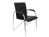 Conjunto de 2 Cadeiras confidente q-connect estrutura cromada com braços simi pele preta 880x600x552 mm