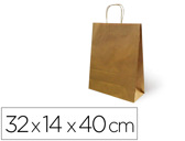 Bolsa de papel basika kraft reciclada asa retorcida lisa natural formato "l" 320x140x400 mm