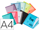 Bolsa porta documentos liderpapel com mola din a4 transparente pack de 12 unidades cores sortidas