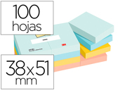 Bloco de notas adesivas beachside 100% pefc 38x51 mm 100 folhas pack de 12 unidades
