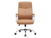 Cadeira de direcao q-connect imit de pele base metal alt max 1210 mm larg 630 mm prof 650 mm rodas premium cor creme