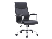 Cadeira de direcao q-connect imit de pele base metal alt max 1210 mm larg 630 mm prof 650 mm rodas premium cor preto