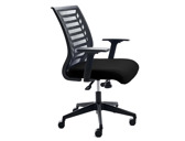 Cadeira rocada escritorio bracos regulaveis estrutura branca encosto malha assento tecido anti fogo preto 680x630x910 mm