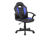 Cadeira rocada gaming bracos fixos base nylon com rodas imitacao pele preto/azul 435x430x880-995 mm