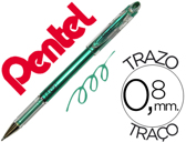 Esferográfica roller metalica pentel bg 208 verde 0,4 mm ideal para papel e madeira suave secagem rápida 48618