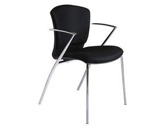 Cadeira rocada confidente estrutura cromada com braços forrada em tela anti fogo cor preto 52 x 82 x 56 cm