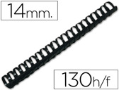 Espiral Q-Connect redondo 14 mm plástico preto capacidade 130 folhas caixa de 100 unidades.
