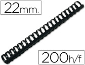 Espiral Q-Connect redondo 22 mm plástico preto capacidade 200 folhas caixa de 50 unidades.