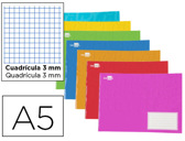 Caderno agrafado liderpapel din a5 32 f quadricula 3 mm com margem cores sortidois.