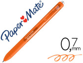 Esferográfica paper mate inkjoe retrátil gel pen traço 0,7 mm laranja.