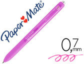 Esferográfica paper mate inkjoe retrátil gel pen traço 0,7 mm rosa.