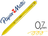 Esferográfica paper mate inkjoe retrátil gel pen traço 0,7 mm amarelo.