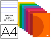 Caderno agrafado liderpapel 360 capa de plastico a4 48 folhas 90g/m2 pautado com margem dupla cores sortidas