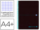 Caderno espiral oxford ebook 8 capa de plástico din a4+ 160 f quadricula 5 mm black'n colors turquesa