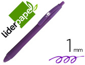 Esferográfica liderpapel gummy touch retratil 1,0 mm tinta violeta.