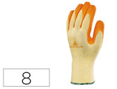 Luvas deltaplus de algodão poliester com impregnação de latex natural punho elástico cor amarelo laranja tamanho 08