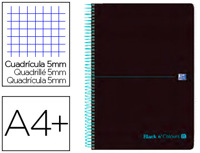 Caderno espiral oxford ebook 8 capa de plástico din a4+ 160 f quadricula 5 mm black'n colors turquesa