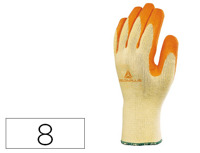 Luvas deltaplus de algodão poliester com impregnação de latex natural punho elástico cor amarelo laranja tamanho 08