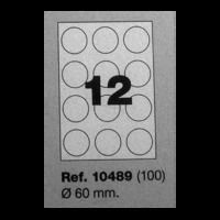 Etiquetas Autocolantes A4 Laser Ink cx de 100 fls de Etiq. redondas 60 diam (10489)